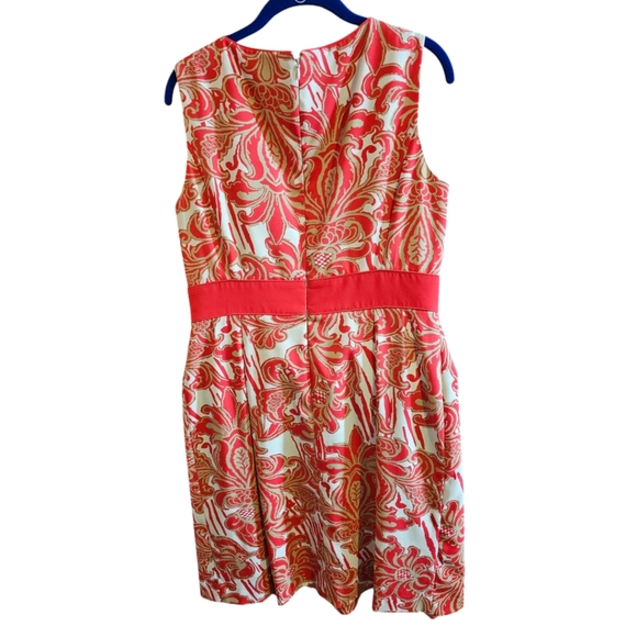 Preston and York Red and White with Gold Sleeveless Dress Size 8 - Picture 3 of 4